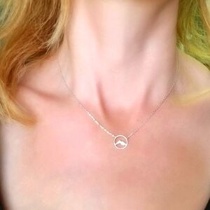 Dainty Mountain Peak Circle Necklace Silver
